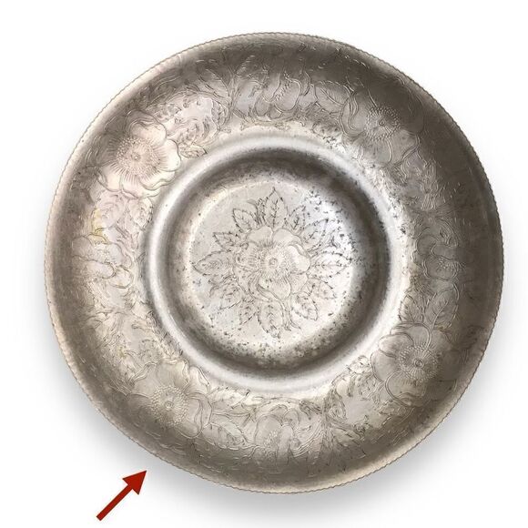 Vintage Wilson Metal Poppy Floral Hand Wrought Aluminum Bowl Brooklyn New York - Picture 14 of 16